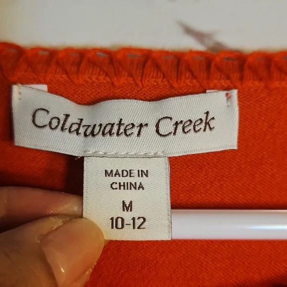 Coldwater Creek Orange Button Up Cardigan Sweater 3/4 Sleeve Size Medium M 10-12 - Picture 5 of 11
